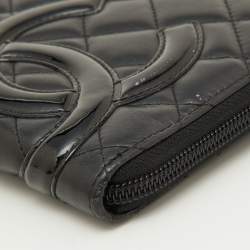 Pre Owned Chanel Black Quilted Leather Cambon Ligne Zippy Organizer Wallet