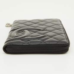 Pre Owned Chanel Black Quilted Leather Cambon Ligne Zippy Organizer Wallet