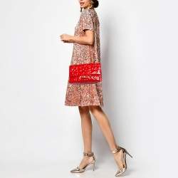 Pre Owned Chanel Red Puzzle Patent Leather Classic 226 Reissue 2.55 Flap Bag