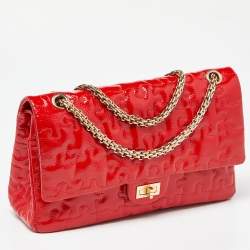 Pre Owned Chanel Red Puzzle Patent Leather Classic 226 Reissue 2.55 Flap Bag