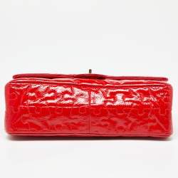 Pre Owned Chanel Red Puzzle Patent Leather Classic 226 Reissue 2.55 Flap Bag