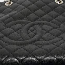 Pre Owned Chanel Black Caviar Quilted Leather CC Tote