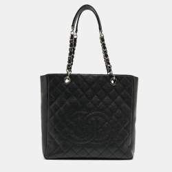 Pre Owned Chanel Black Caviar Quilted Leather CC Tote