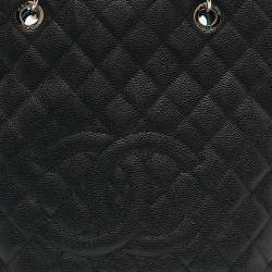 Pre Owned Chanel Black Caviar Quilted Leather CC Tote