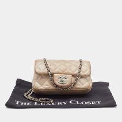Chanel Silver Quilted Leather Extra Mini Classic Flap Bag 