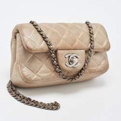 Chanel Silver Quilted Leather Extra Mini Classic Flap Bag 