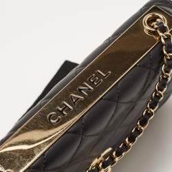 Pre Owned Chanel Black Quilted Leather Trendy CC Wallet On Chain