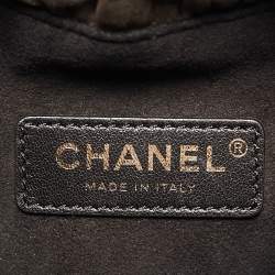 Pre Owned Chanel Gun Metal Leather Coco Pleats Backpack