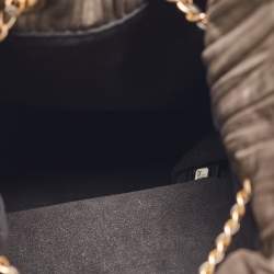 Pre Owned Chanel Gun Metal Leather Coco Pleats Backpack