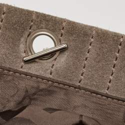 Pre Owned Chanel Grey Vertical Quilted Suede Large Mademoiselle Tote