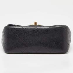 Chanel Black Quilted Caviar Leather Mini Square Classic Flap Bag
