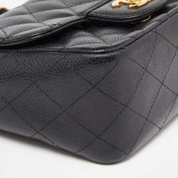 Chanel Black Quilted Caviar Leather Mini Square Classic Flap Bag