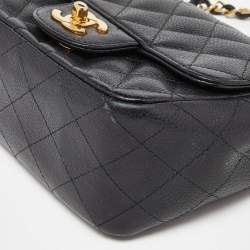 Chanel Black Quilted Caviar Leather Mini Square Classic Flap Bag