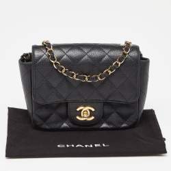 Chanel Black Quilted Caviar Leather Mini Square Classic Flap Bag