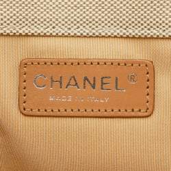 Pre Owned Chanel Beige/Yellow Canvas and Patent Leather Camellia No.5 Tote
