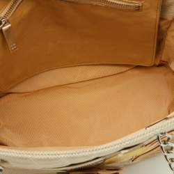 Pre Owned Chanel Beige/Yellow Canvas and Patent Leather Camellia No.5 Tote