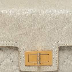 Pre Owned Chanel Grey Quilted Caviar Leather Reissue Flap Shoulder Bag