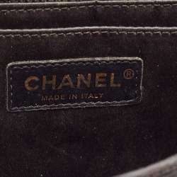 Pre Owned Chanel Black Cube Quilted Printed Fabric Medium CC Travel Line Flap Bag