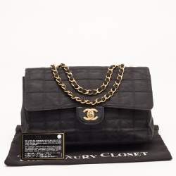Pre Owned Chanel Black Cube Quilted Printed Fabric Medium CC Travel Line Flap Bag