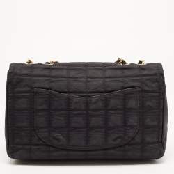 Pre Owned Chanel Black Cube Quilted Printed Fabric Medium CC Travel Line Flap Bag
