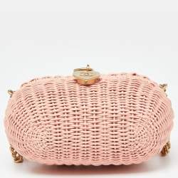 Chanel Pink Wicker Oval Locket Basket Chain Bag