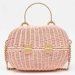 Chanel Pink Wicker Oval Locket Basket Chain Bag