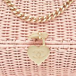 Chanel Pink Wicker Oval Locket Basket Chain Bag