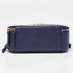 Pre Owned Chanel Blue Quilted Caviar Leather Business Affinity Camera Chain Bag