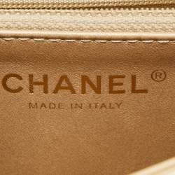 Pre Owned Chanel Gold Quilted Leather Small Chic Pearls Flap Bag