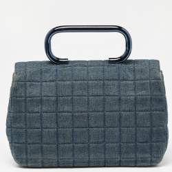 Pre Owned Chanel Blue Choco Bag Denim Mademoiselle Flap Bag