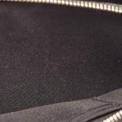Pre Owned Chanel Black Quilted Pearl Velvet Double Zip Clutch Bag