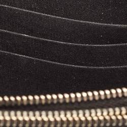 Pre Owned Chanel Black Quilted Pearl Velvet Double Zip Clutch Bag