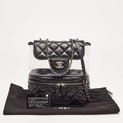 Pre Owned Chanel Black Quilted Leather and PVC Aquarium Backpack