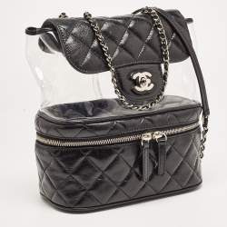 Pre Owned Chanel Black Quilted Leather and PVC Aquarium Backpack
