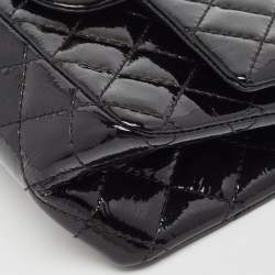 Pre Owned Chanel Black Quilted Patent Leather Reissue 2.55 Classic 224 Flap Bag