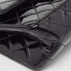 Pre Owned Chanel Black Quilted Patent Leather Reissue 2.55 Classic 224 Flap Bag