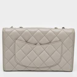 Chanel Grey Quilted Leather Single Flap Bag
