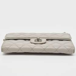 Chanel Grey Quilted Leather Single Flap Bag