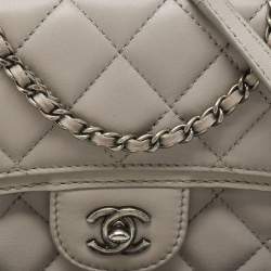 Chanel Grey Quilted Leather Single Flap Bag