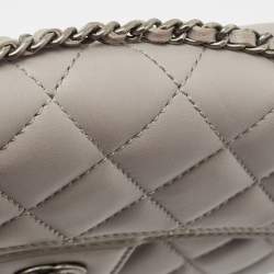 Chanel Grey Quilted Leather Single Flap Bag