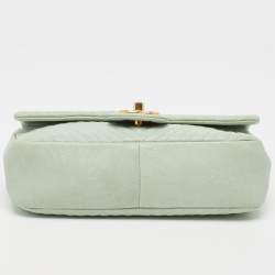 Chanel Mint Green Surpique Chevron Leather Small Flap Bag