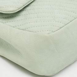 Chanel Mint Green Surpique Chevron Leather Small Flap Bag