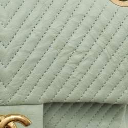 Chanel Mint Green Surpique Chevron Leather Small Flap Bag