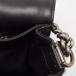 Pre Owned Chanel Black Patent Leather Large Reverso Boy Flap Bag