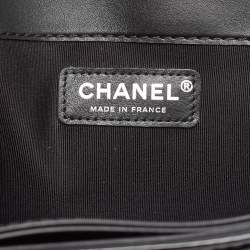 Pre Owned Chanel Black Patent Leather Large Reverso Boy Flap Bag