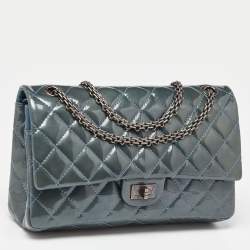 Pre Owned Chanel Teal Blue Quilted Patent Leather Classic 226 Reissue 2.55 Flap Bag