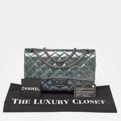 Pre Owned Chanel Teal Blue Quilted Patent Leather Classic 226 Reissue 2.55 Flap Bag