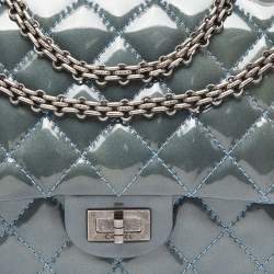 Pre Owned Chanel Teal Blue Quilted Patent Leather Classic 226 Reissue 2.55 Flap Bag