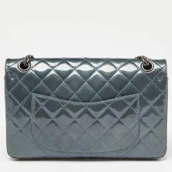 Pre Owned Chanel Teal Blue Quilted Patent Leather Classic 226 Reissue 2.55 Flap Bag