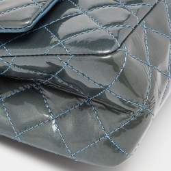 Pre Owned Chanel Teal Blue Quilted Patent Leather Classic 226 Reissue 2.55 Flap Bag